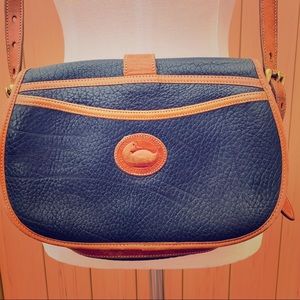 DOONEY & BURKE Navy Pebble Leather Satchel Bag